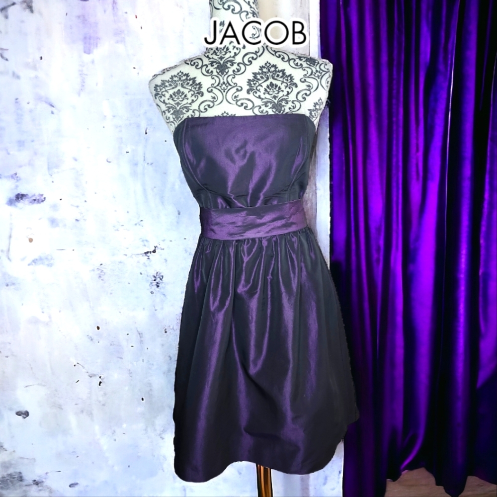 Jacob Deep Purple Satin Prom Dress